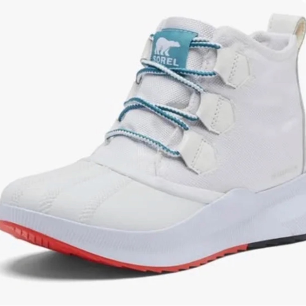 Sorel OUT N ABOUT III CLASSIC WOMEN'S WATERPROOF White/Cyber Yellow BOOT Size 9 - Picture 2 of 15
